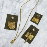 Load image into Gallery viewer, 4 in 1-Gold Fill Lock Pendant with 3 Bonus Charms- Bee, Bar &amp; Evil Eye